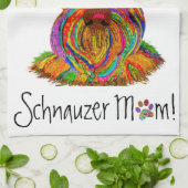 かわいいカラフルシュナウザー母キッチンタオル キッチンタオル (折り畳み)