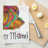 かわいいカラフルシュナウザー母キッチンタオル キッチンタオル (四つ折り)