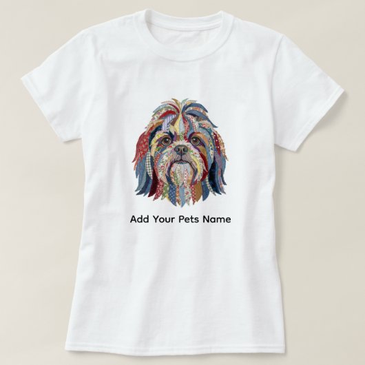 かわいいカラフルシーツー犬デザインTシャツ Tシャツ (デザイン正面)