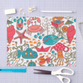 かわいいカラフルシーライフイラストレーションパターン2 薄葉紙 (クラフト)