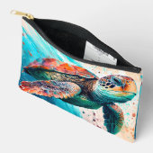 かわいいカラフルスイミングウミガメ アクセサリーポーチ (見開き)