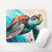 かわいいカラフルスイミングウミガメ マウスパッド (マウス)