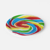 かわいいカラフルスウィートキャンディレインボー棒つきキャンデー ペーパープレート (アングル)