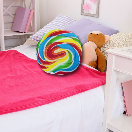 かわいいカラフルスウィートキャンディレインボー棒つきキャンデー ラウンドクッション