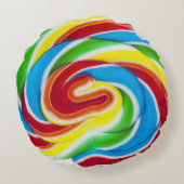 かわいいカラフルスウィートキャンディレインボー棒つきキャンデー ラウンドクッション (裏面)