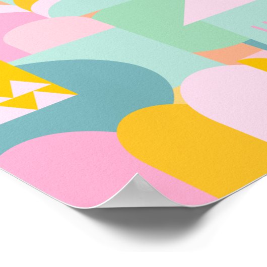 かわいいカラフルスカンジナビア幾何学模様コラージュ ポスター (角)