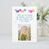 かわいいカラフルスターズガールフォト誕生日 サンキューカード (スタンド正面)