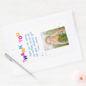 かわいいカラフルスターズガールフォト誕生日 長方形シール (封筒)