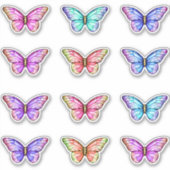 かわいいカラフルステンドグラス蝶 シール (正面)