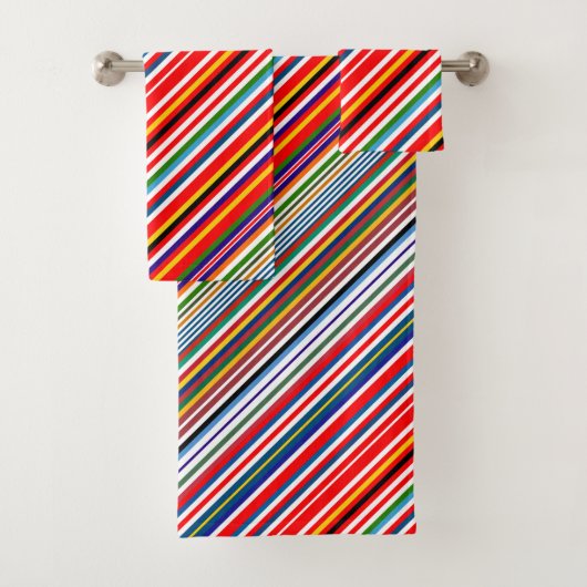 かわいいカラフルストライプ飾り バスタオルセット (インサイチュ)