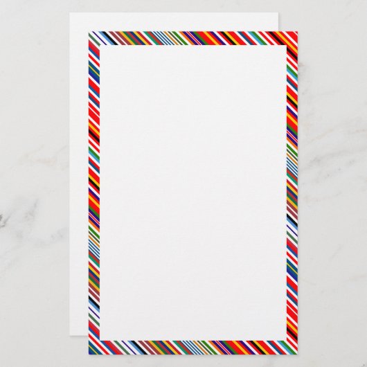 かわいいカラフルストライプ飾り 便箋 (正面/裏面)