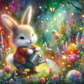 かわいいカラフルスパークルハッピーバニーフラワーイースター シーズンカード