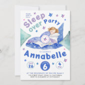 かわいいカラフルスリーバースランバーパジャマウォーター色 招待状 (正面)