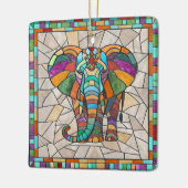 かわいいカラフルゾウのモザイクアート セラミックオーナメント (左)