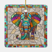 かわいいカラフルゾウのモザイクアート セラミックオーナメント (裏面)