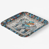 かわいいカラフルゾウのモザイクアート ペーパープレート (傾斜あり)