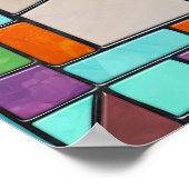 かわいいカラフルゾウのモザイクアート ポスター (角)