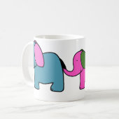 かわいいカラフルゾウの漫画 コーヒーマグカップ (正面左)