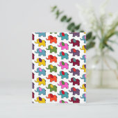 かわいいカラフルゾウの漫画 ポストカード (スタンド正面)