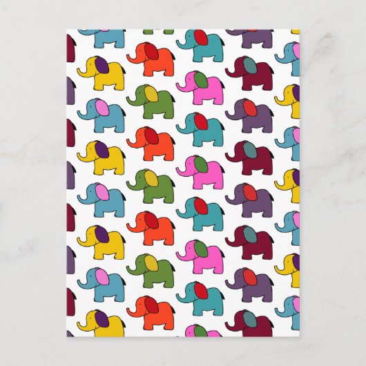 かわいいカラフルゾウの漫画 ポストカード (正面)