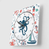 かわいいカラフルタコと海の生物|過去記事 スクエア壁時計 (傾斜)