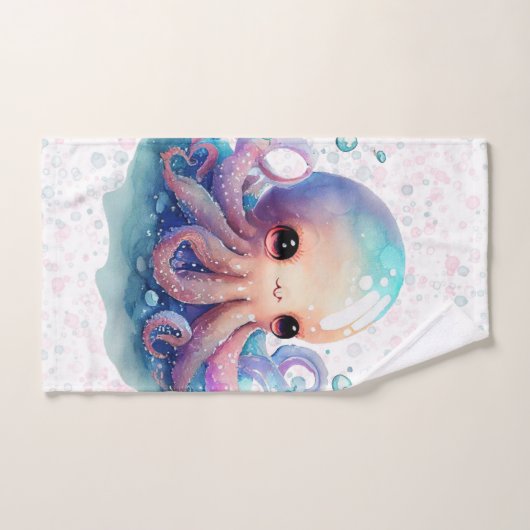 かわいいカラフルタコ赤ちゃんシャワーカスタムプレゼント バスタオルセット (ハンドタオル)