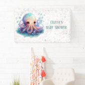 かわいいカラフルタコ赤ちゃんシャワーカスタム 横断幕 (インサイチュ)