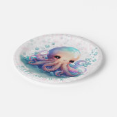 かわいいカラフルタコ赤ちゃんシャワー ペーパープレート (アングル)