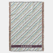 かわいいカラフルターコイズ抽象芸術パターンモノグラム スローブランケット (正面縦)