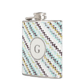 かわいいカラフルターコイズ抽象芸術パターンモノグラム フラスク (左)