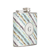 かわいいカラフルターコイズ抽象芸術パターンモノグラム フラスク (右)