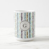 かわいいカラフルターコイズ抽象芸術パターンモノグラム マグカップ (中央)