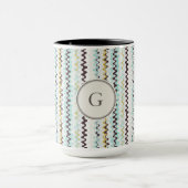 かわいいカラフルターコイズ抽象芸術パターンモノグラム マグカップ (中央)