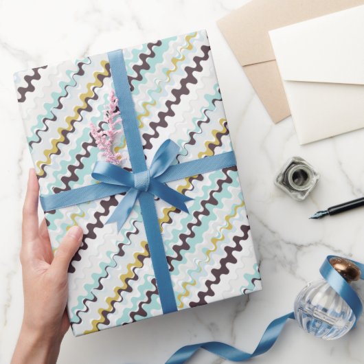 かわいいカラフルターコイズ抽象芸術パターンモノグラム ラッピングペーパー (ギフト)