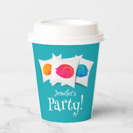 かわいいカラフルターコイズ猫が眠る 紙コップ