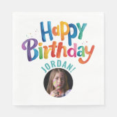 かわいいカラフルターコイズ誕生日パーティーブラシの種類 スタンダードランチョンナプキン (正面)