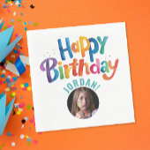 かわいいカラフルターコイズ誕生日パーティーブラシの種類 スタンダードランチョンナプキン