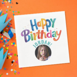 かわいいカラフルターコイズ誕生日パーティーブラシの種類 スタンダードランチョンナプキン