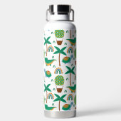 かわいいカラフルタートルアリゲーターレインボーパターン ウォーターボトル (背面)