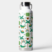 かわいいカラフルタートルアリゲーターレインボーパターン ウォーターボトル (正面)