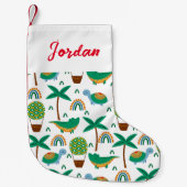 かわいいカラフルタートルアリゲーターレインボーパターン スモールクリスマスストッキング (正面)