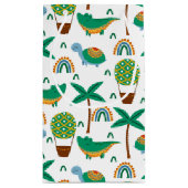 かわいいカラフルタートルアリゲーターレインボーパターン スモールペーパーバッグ (裏面)