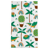 かわいいカラフルタートルアリゲーターレインボーパターン スモールペーパーバッグ (正面)