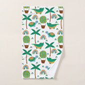 かわいいカラフルタートルアリゲーターレインボーパターン バスタオルセット (ハンドタオル)