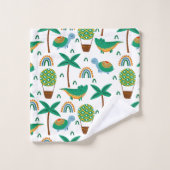 かわいいカラフルタートルアリゲーターレインボーパターン バスタオルセット (ウォッシュタオル)