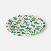 かわいいカラフルタートルアリゲーターレインボーパターン ペーパープレート (アングル)