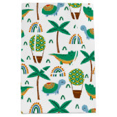 かわいいカラフルタートルアリゲーターレインボーパターン ミディアムペーパーバッグ (正面)