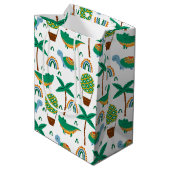 かわいいカラフルタートルアリゲーターレインボーパターン ミディアムペーパーバッグ (裏面アングル)