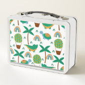 かわいいカラフルタートルアリゲーターレインボーパターン メタルランチボックス (裏面)