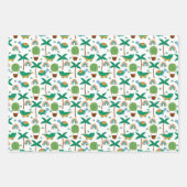 かわいいカラフルタートルアリゲーターレインボーパターン ラッピングペーパーシート (正面)